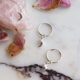 Croissant Charm Hoop Earrings (Sterling Silver)