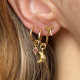 Croissant Charm Hoop Earrings (Gold)